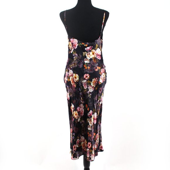 L'AGENCE Nyla Silk Black Floral Colorful Moschata Rosa Midi Dress NEW Size 2 - Picture 6 of 7